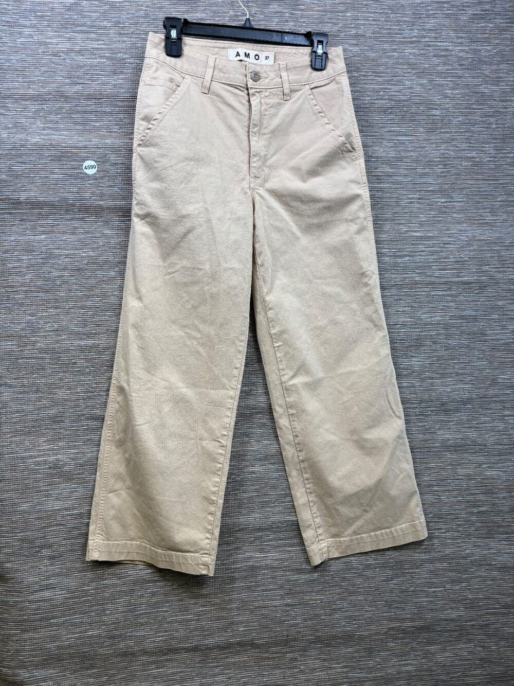 AMO Sloane Trouser Ankle Pants Womens Size 27 Beige Wide Leg High Rise